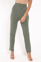 Green Pinstripe Tapered Trousers - Paighton-Trousers