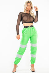 Green Reflective Belted Trousers - Gennie-Trousers