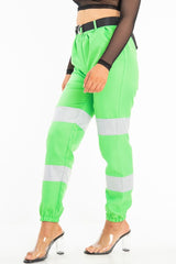 Green Reflective Belted Trousers - Gennie-Trousers