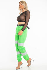 Green Reflective Belted Trousers - Gennie-Trousers