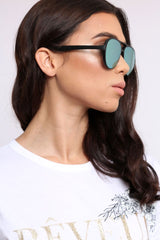 Green Reflective Lens Aviator Sunglasses - Hari-Sunglasses