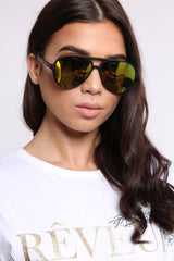 Green Reflective Lens Aviator Sunglasses - Hari-Sunglasses