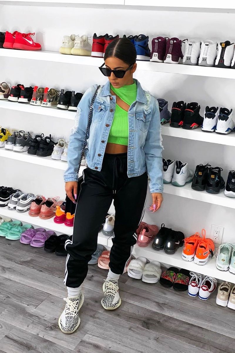 Green Rib High Neck Crop Top - Talina-Crop Tops