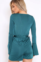 Green Slinky Wrap Front Playsuit - Sindy-Playsuits