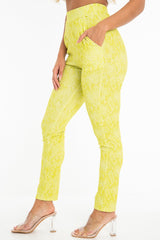 Green Snake Print Crepe Tapered Trousers - Giulia-Trousers