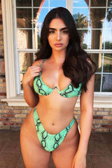 Green Snake Print Underwire Bikini - Curie-Swimsuits