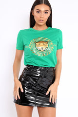 Green T-Shirt with Gold Tiger Design - Fay-Tops