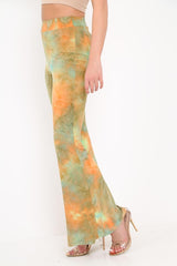Green Tie Dye Flares - Akyla-Trousers