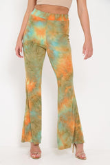 Green Tie Dye Flares - Akyla-Trousers