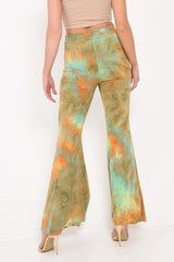 Green Tie Dye Flares - Akyla-Trousers