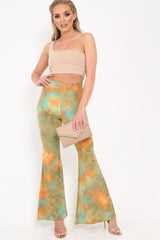 Green Tie Dye Flares - Akyla-Trousers