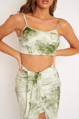 Green Tie Dye Midi Skirt and Crop Top Co-ord - Lisa-Co-ords