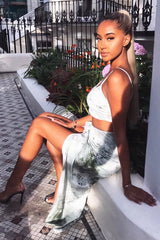 Green Tie Dye Midi Skirt and Crop Top Co-ord - Lisa-Co-ords