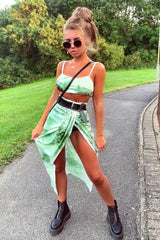 Green Tie Dye Midi Skirt and Crop Top Co-ord - Lisa-Co-ords