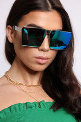Green Tint Lens Metal Frame Sunglasses - Kodie-Sunglasses
