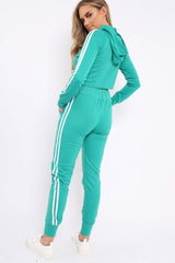 Green Tracksuit with White Side Stripe - Kady-Co-ords