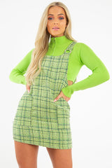 Green Tweed Ring Front Pinafore Dress - Lexie-Dresses