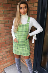 Green Tweed Ring Front Pinafore Dress - Lexie-Dresses
