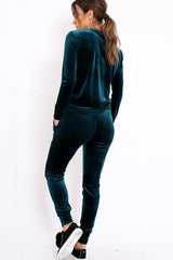 Green Velvet Girl Boss Slogan Tracksuit - Kacie-Loungewear