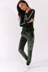 Green Velvet Stripe Tracksuit - Armani-Tracksuits