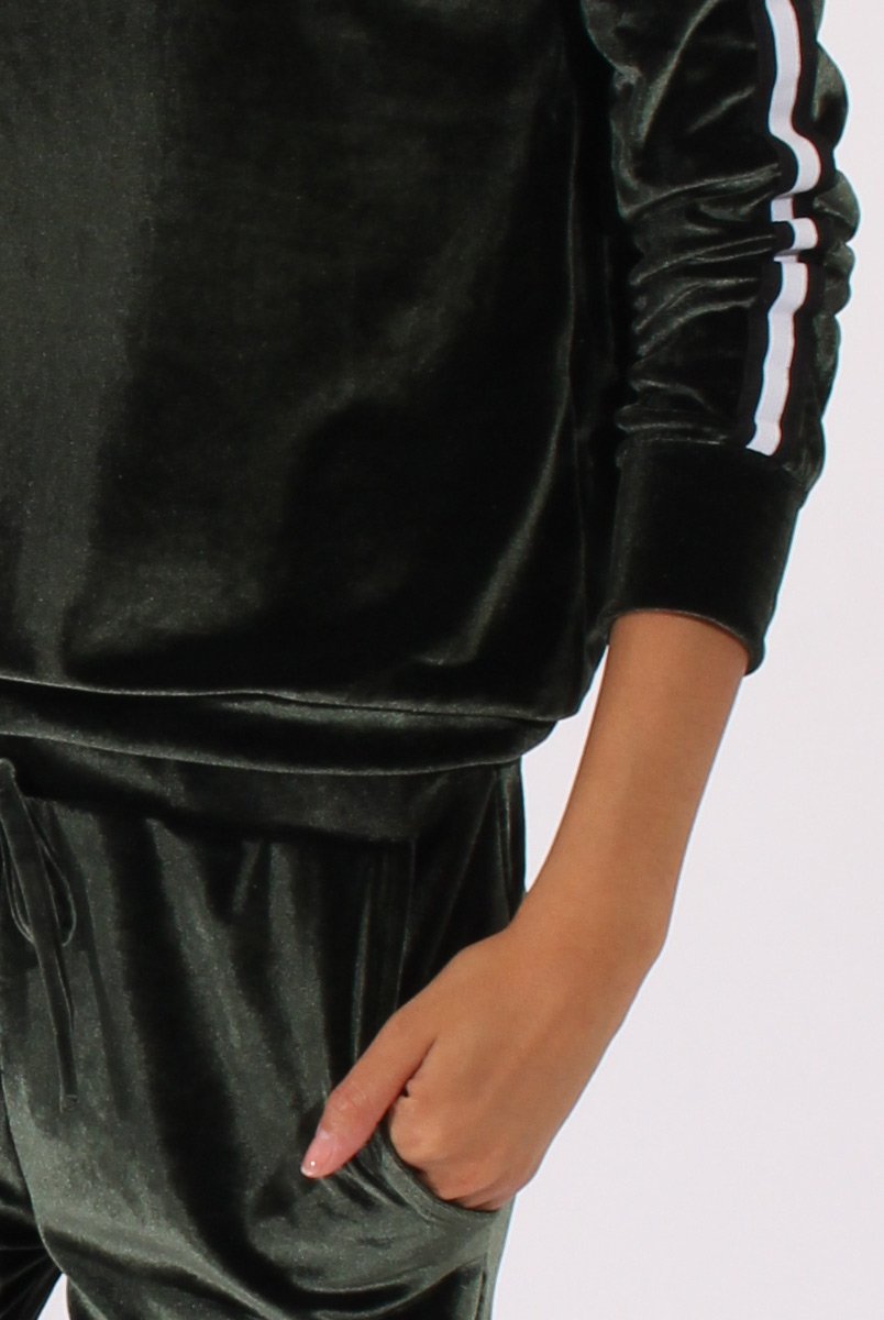 Green Velvet Stripe Tracksuit - Armani-Tracksuits