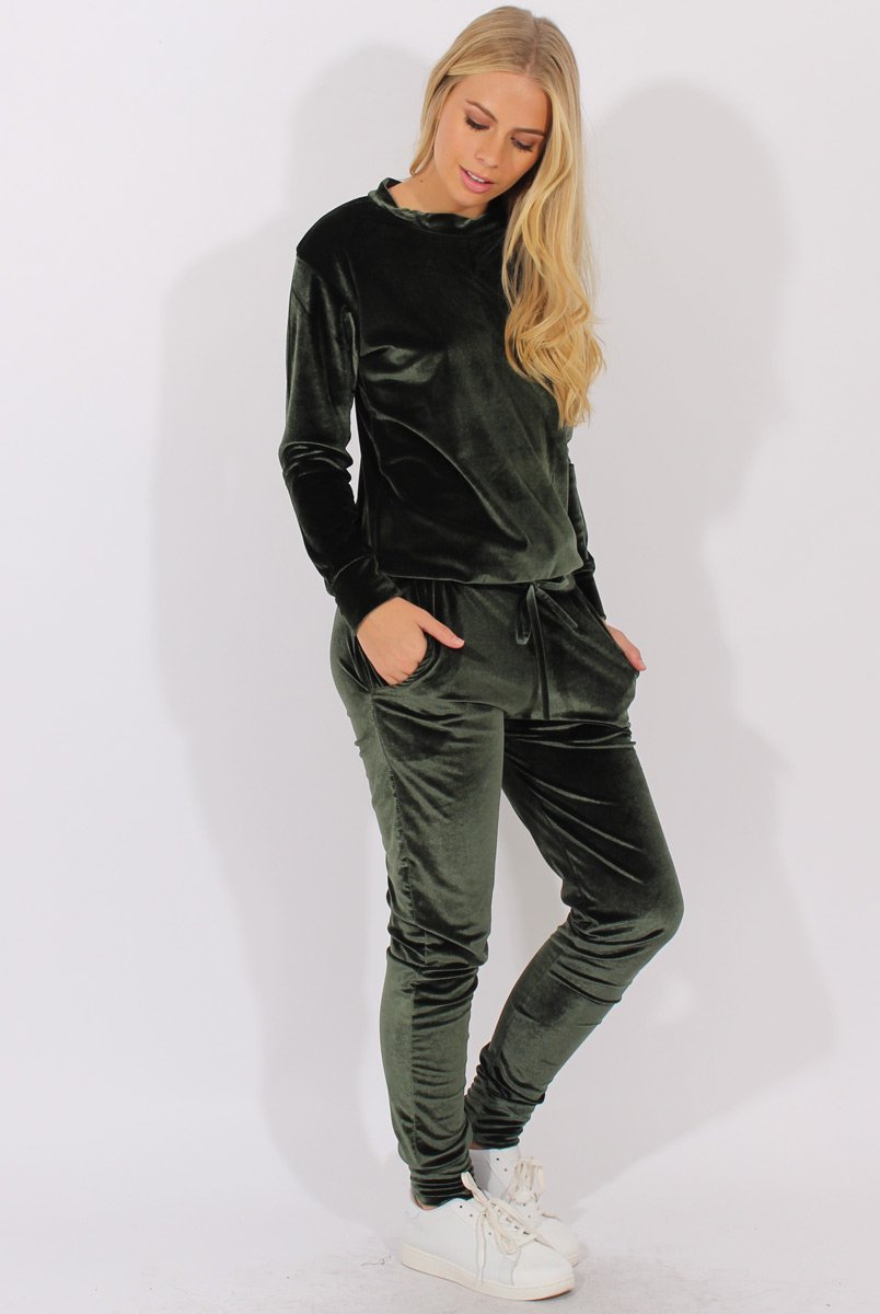 Green Velvet Tracksuit - Liv-Tracksuits