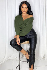 Green Wrap Tie Details Cardigan - Lucy-Cardigans