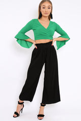 Green Wrap Tie Top - Isaac-Tops
