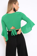 Green Wrap Tie Top - Isaac-Tops