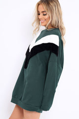 Green with White and Black Chevron Fur Jumper Dress- Lula-Dresses