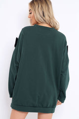 Green with White and Black Chevron Fur Jumper Dress- Lula-Dresses