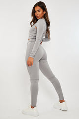 Grey 3 Piece Crop Top and Legging Co-ord - Habsa-Co-ords