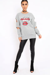 Grey Anti Social Slogan Jumper - Aaruhi-Jumper