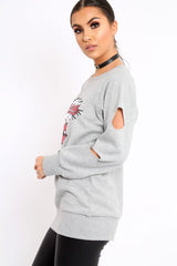 Grey Anti Social Slogan Jumper - Aaruhi-Jumper