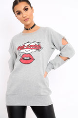 Grey Anti Social Slogan Jumper - Aaruhi-Jumper