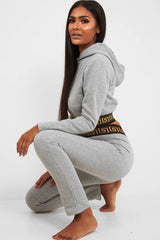 Grey Aztec Trim Loungewear Set - Galena-Loungewear
