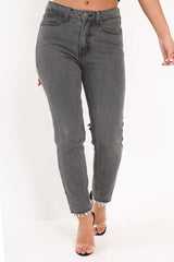 Grey Back Rip Mom Jeans - Shanice-Jeans