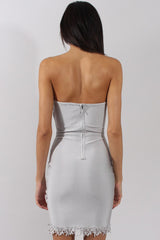 Grey Bandage Bandeau Crochet Trim Dress - Marsha-Dresses