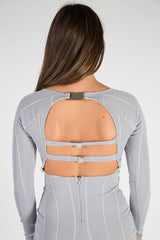 Grey Bandage Bodycon Buckle Detail Midi Dress - Ella-Dresses