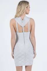 Grey Bandage Cross Over Mini Dress - Sasha-Dresses