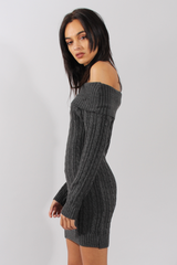 Grey Bardot Cable Knit Jumper Dress - Peeta-Dresses