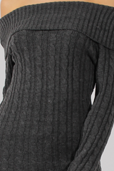 Grey Bardot Cable Knit Jumper Dress - Peeta-Dresses