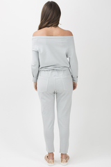Grey Bardot Distressed Jumpsuit - Bethan-Jumpsuits