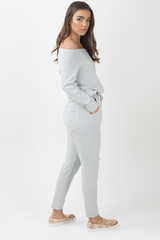 Grey Bardot Distressed Jumpsuit - Bethan-Jumpsuits