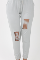 Grey Bardot Distressed Jumpsuit - Bethan-Jumpsuits