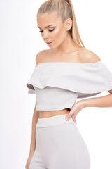 Grey Bardot Frill Co-ord - Kammie-Co-ords