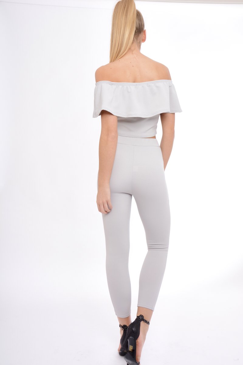 Grey Bardot Frill Co-ord - Kammie-Co-ords