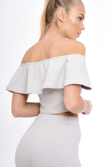 Grey Bardot Frill Co-ord - Kammie-Co-ords