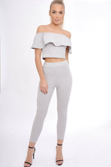 Grey Bardot Frill Co-ord - Kammie-Co-ords