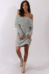 Grey Bardot Heavy Knit Jumper Dress - Suzy-Jumper